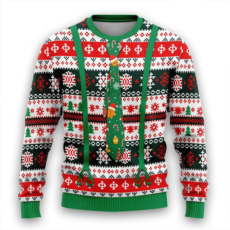 Men's Christmas 3D Print Round Neck Casual Sweater Coat