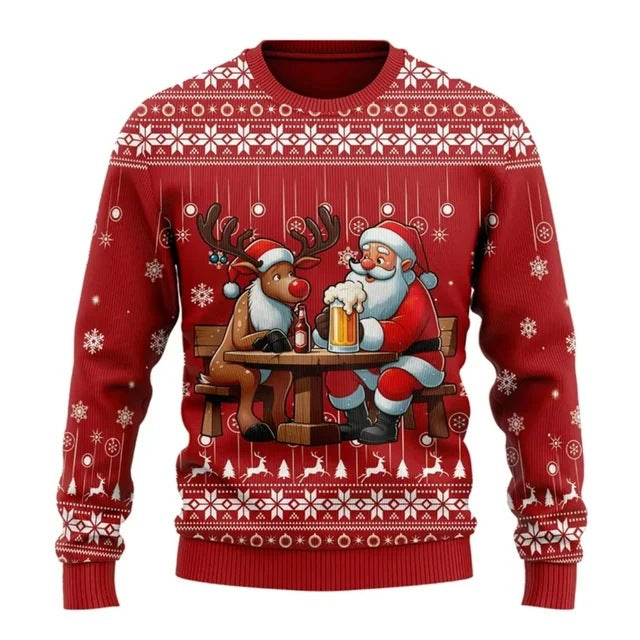 Men's Creative Santa Beer Pattern Fashion Hoodie