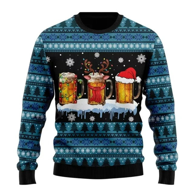 Men's Creative Santa Beer Pattern Fashion Hoodie
