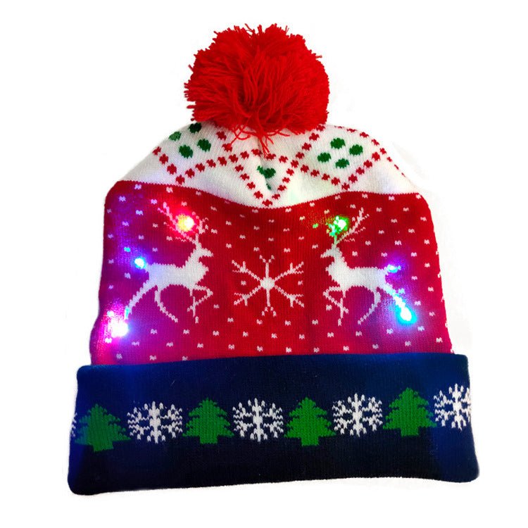 LED Christmas Hat Sweater Knitted Beanie Christmas Light Up Knitted Hat Christmas Gift Kids Xmas New Year Decorations - Wiseasstees, LLC