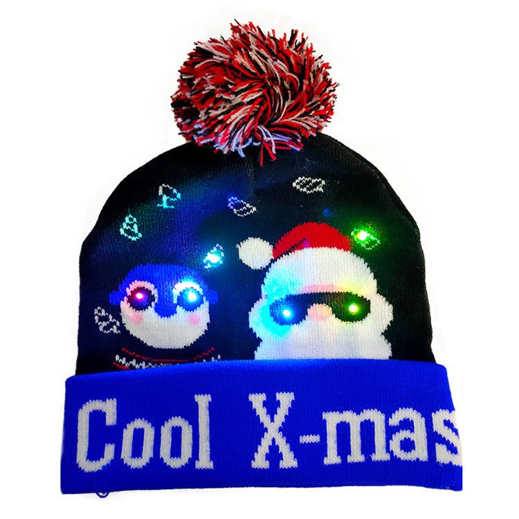 LED Christmas Hat Sweater Knitted Beanie Christmas Light Up Knitted Hat Christmas Gift Kids Xmas New Year Decorations - Wiseasstees, LLC