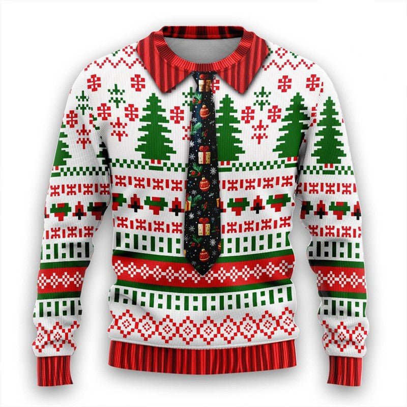 Men's Christmas 3D Print Round Neck Casual Sweater Coat - Wiseasstees, LLC
