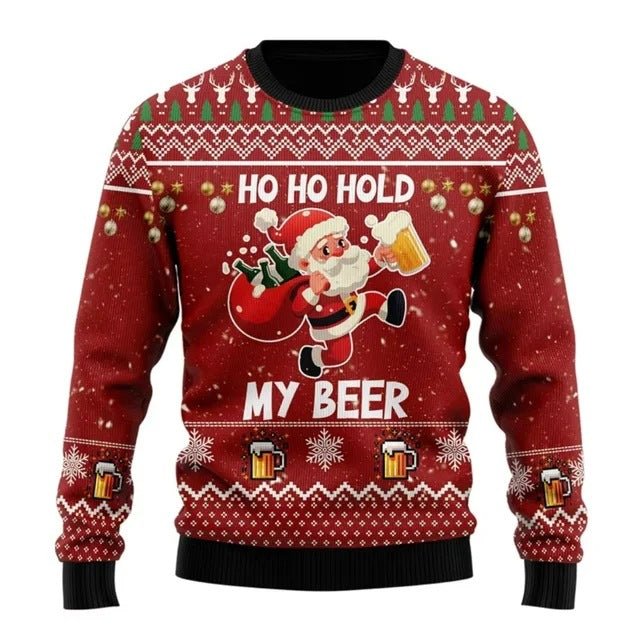 Men's Creative Santa Beer Pattern Fashion Hoodie - Wiseasstees, LLC