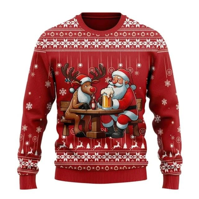 Men's Creative Santa Beer Pattern Fashion Hoodie - Wiseasstees, LLC